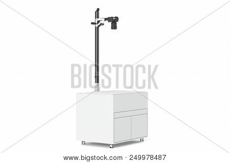 Photostudio. A Table With An Illumination And A Tripod For Shooting Subjects From Above With An Isol