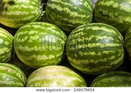 Market Counter With Delisios Watermelons.