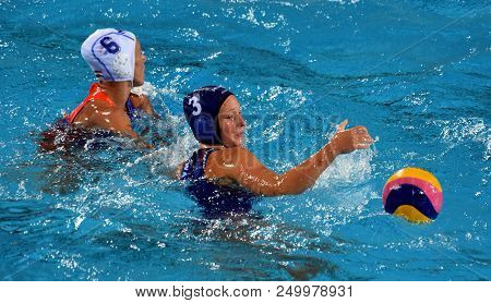 Budapest, Hungary - Jul 20, 2017. Antal Dora (hun) Fights Against Stomphorst Nomi (ned) In The Preli