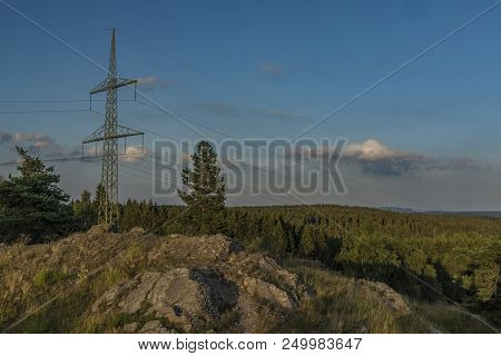 Slavkovsky Les Mountains In Summer Sunny Sunset Evening Near Krizky Area
