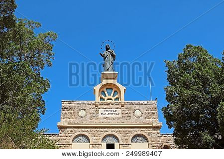 Top View Of Monastery Catholic Church Of The Mother Of God - The Queen Of Palestine (regina Palestin