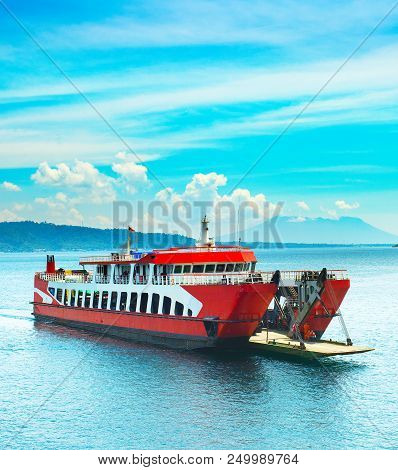 Ferry Boat From Bali Isalnd To Java Island. Indonesia