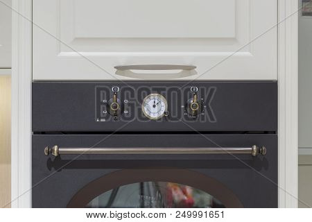Oven Panel Close-up, Regulators And Placard For Information