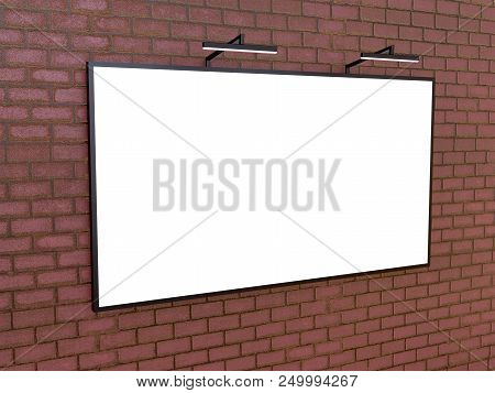 Blank Bigboard On Brick Wall With Backlight,3d Rendering.