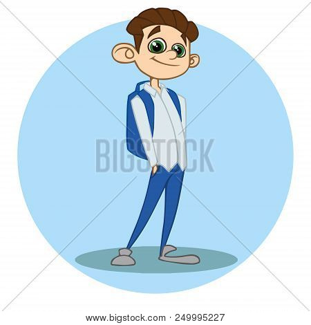 Cartoon Boy With A Backpack Vector Illustration