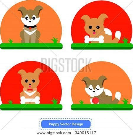 Cute Dog Or Puppy Vector For Icon Templates Or Presentation Background. Dog Or Puppy Icon For Websit