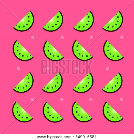 Kiwi Fruit Pattern Design With Smooth Colours. Kiwi Icon Template For Website, Social Media, Or Pres