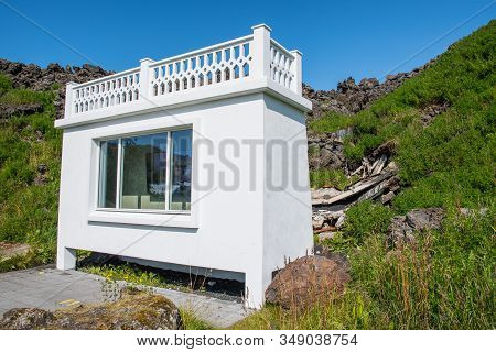 Ruin Of A House Damaged By Flowing Lava During The 1973 Eruption On Island Of Heimaey In Iceland