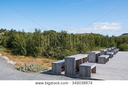 Bench And Table On The Path Towards Gjain In Thjorsardalur In South Iceland