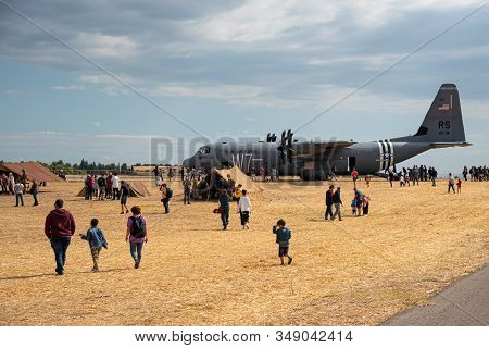 Athens, Greece, September 21 2019: People At The Athens Flying Week Air Show At Tanagra Military Bas