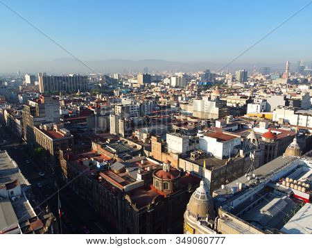 Historic Center Of Mexico City Aerial View Near Zocalo Constitution Square, Mexico City Cdmx, Mexico