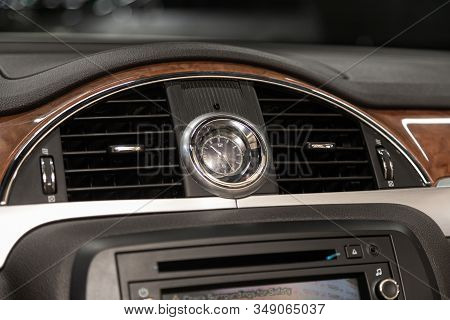 Novosibirsk, Russia - December 29, 2019:   Buick Enclave, Close Up Car Ventilation System And Air Co