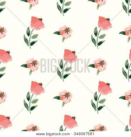 Vector Pink Flower Branches Spring Seamless Background Pattern
