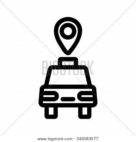 Taxi Car Icon Vector. Thin Line Sign. Isolated Contour Symbol Illustration