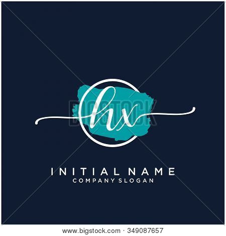 Hx Initial Handwriting Logo Design With Brush Circle. Logo For Fashion,photography, Wedding, Beauty,