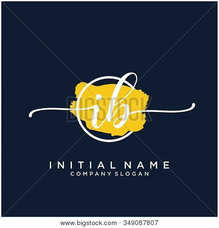 Ib Initial Handwriting Logo Design With Brush Circle. Logo For Fashion,photography, Wedding, Beauty,