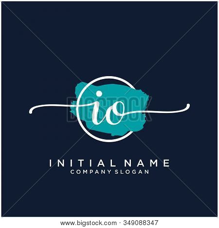 Io Initial Handwriting Logo Design With Brush Circle. Logo For Fashion,photography, Wedding, Beauty,