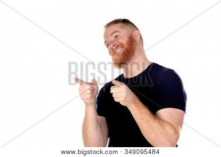 Red haired man with long beard isolated on a white background