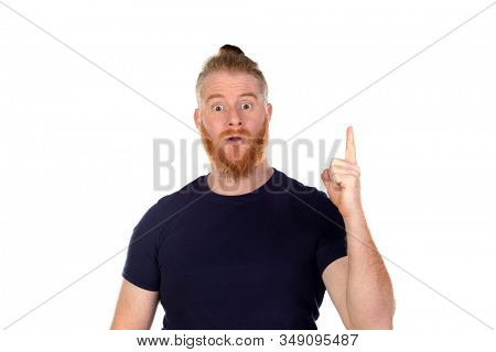 Red haired man with long beard isolated on a white background
