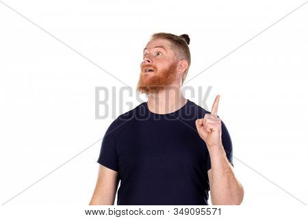 Red haired man with long beard isolated on a white background