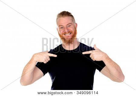 Red haired man with long beard isolated on a white background