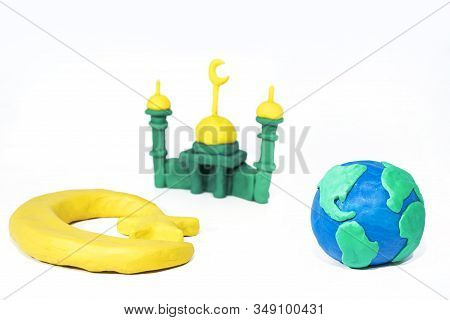 Symbols Of Islam. Objects Made From Play Clay. Abstract Isolated Photo.
