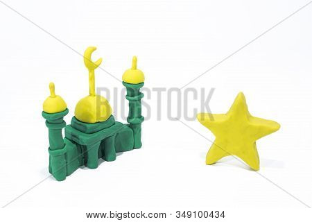 Symbols Of Islam. Objects Made From Play Clay. Abstract Isolated Photo.