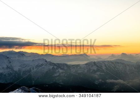 Sunrise In Himalayan Mountain Range Against Clear Sky
