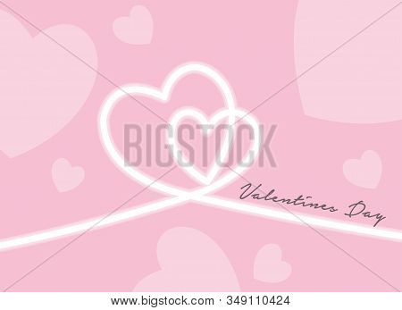 Happy Valentine Day,text On A Heart Shape Outline Stroke, Vector