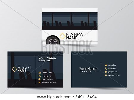 Bus Business Card. Visiting Card Template Two Sides