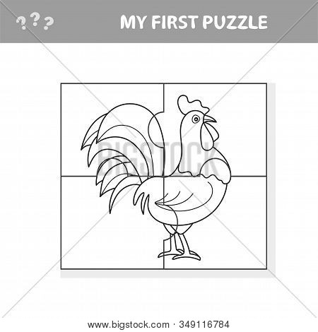 A Vector Illustration Of A Chicken Puzzle For Choldren - My First Puzzle And Coloring Book