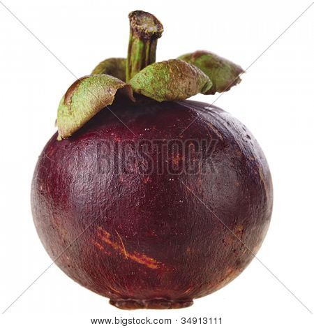 frischen Mangostan-Frucht, die isoliert auf weiss