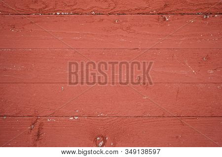 Beautiful Wooden Background. Part Of A Wooden House Of Red Color. Texture For Website Or Cover Of No