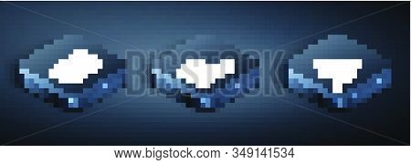 Set Isometric Slot Machine, Stick For Chips And Game Dice And Glass Of Whiskey With Ice Cubes Icon. 