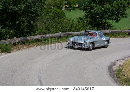 Pesaro Colle San Bartolo , Italy - May 17 - 2018 : Mercedes-benz 300 Sl CoupÉ (w198) 1956 On An Old 