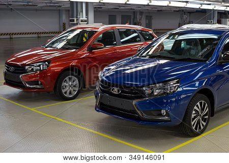 Russia, Izhevsk - December 14, 2019: Lada Automobile Plant Izhevsk, Part Of The Avtovaz Group. New C