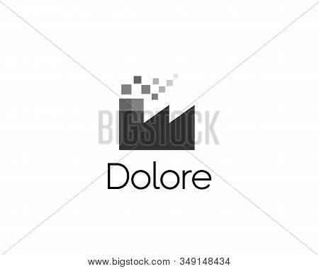 Abstract Pixel Factory Logo Icon Design Modern Digital Style Illustration. Motion Pixel Flow Vector 