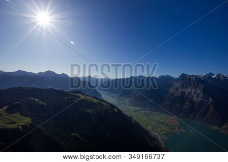 Reuss Valley Seen From The Rophaien On A Sunny Afternoon
