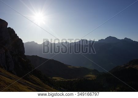 View Over The Swiss Alps On A Sunny Autumn Day