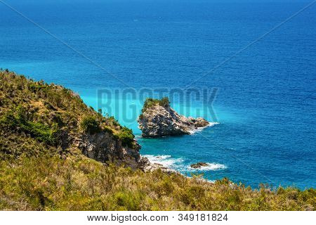 Turquoise Blue And Clear Sea On The Coast Of Albania Between Ksamil And Sarande