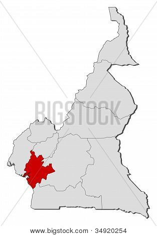 Mappa del Camerun, litorale evidenziata