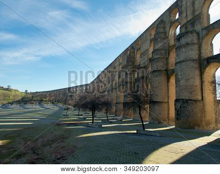 Amoreira Aqueduct In Elvas City In Portugal