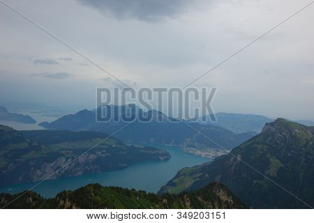 View Over Lake Lucerne On A Misty Autumn Day