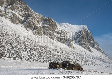 Mountain In Lon In East Iceland On A Winter Day