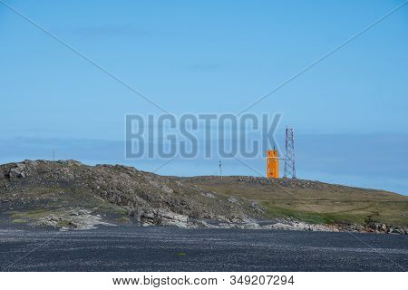 The Lighthouse Of Hvalnes In East Icelandic Rural Countryside