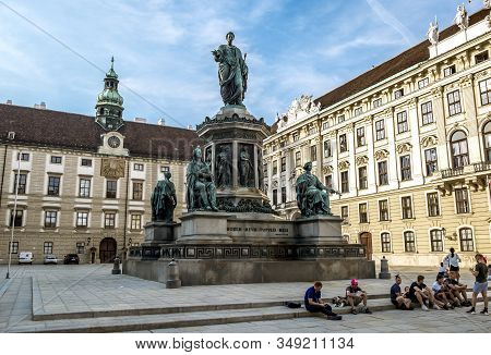 Vienna.austria.august 29, 2019. Monument To Franz The First In The Courtyard Of The In Der Burg In T