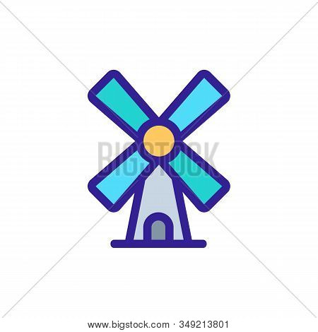 Mill Wind Icon Vector. Thin Line Sign. Isolated Contour Symbol Illustration