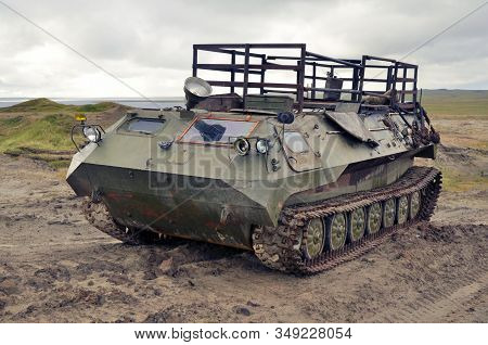 Old Rusty Soviet Towing Vehicle Light Armoured Mt-lbu In Tundra