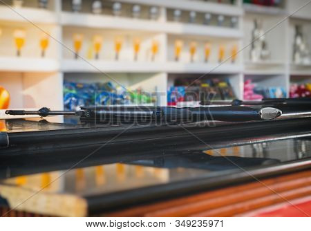 Rifles In Shooting Range In Amusement Park.