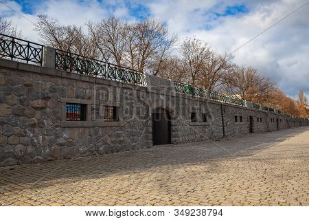 On The Riverbank In Smichov, Prague, Czech Republic. Renovated Riverbank In The Centre Of The City I